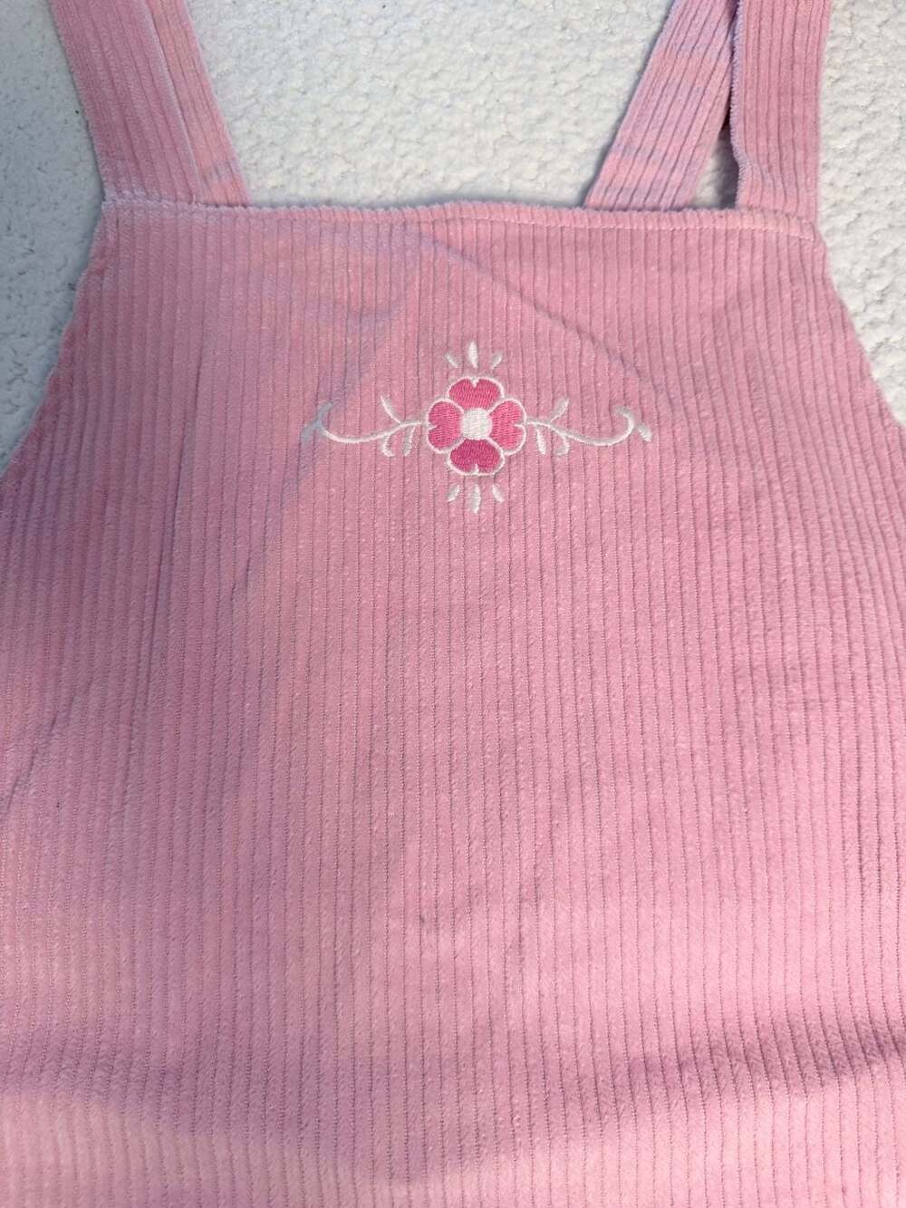 Sugar Thrillz Petal Pusher Pink Corduroy Floral Pinafore Dress Size L NWT - Picture 4 of 8